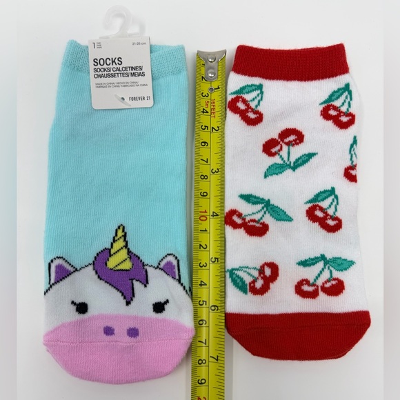 Cherries Ankle Sock Unicorn Low Cut Socks Colorful 2 Pack Set Cherry Print Pink - Picture 10 of 12